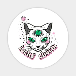 Lucky Charm White Cat Magnet